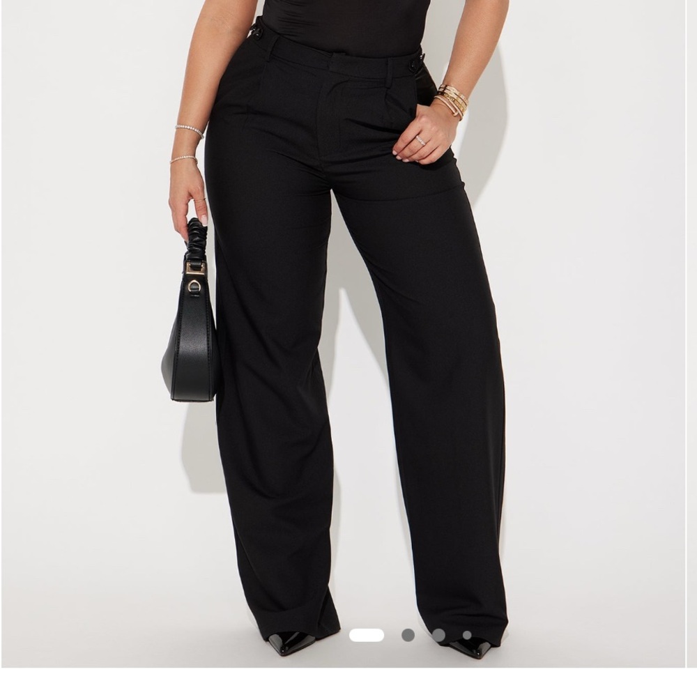 Fashion Nova Black Wide Leg Pants High Waist, & Khaki Wide Leg Pants High Waist